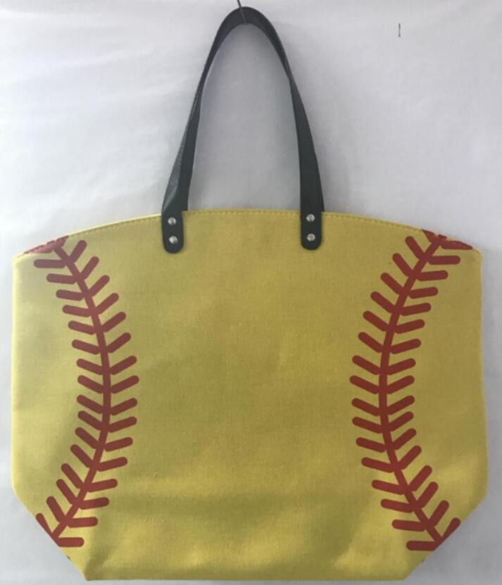 

2021 canvas Outdoor bags beach sports half baseball half Softball Baseball Tote Football shouder Girl Volleyball Storage Bags, Customize