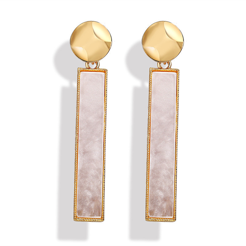 

Earrings Originality Concise Resin Shell Grain Strip Ear Nail Rectangle Earrings Woman