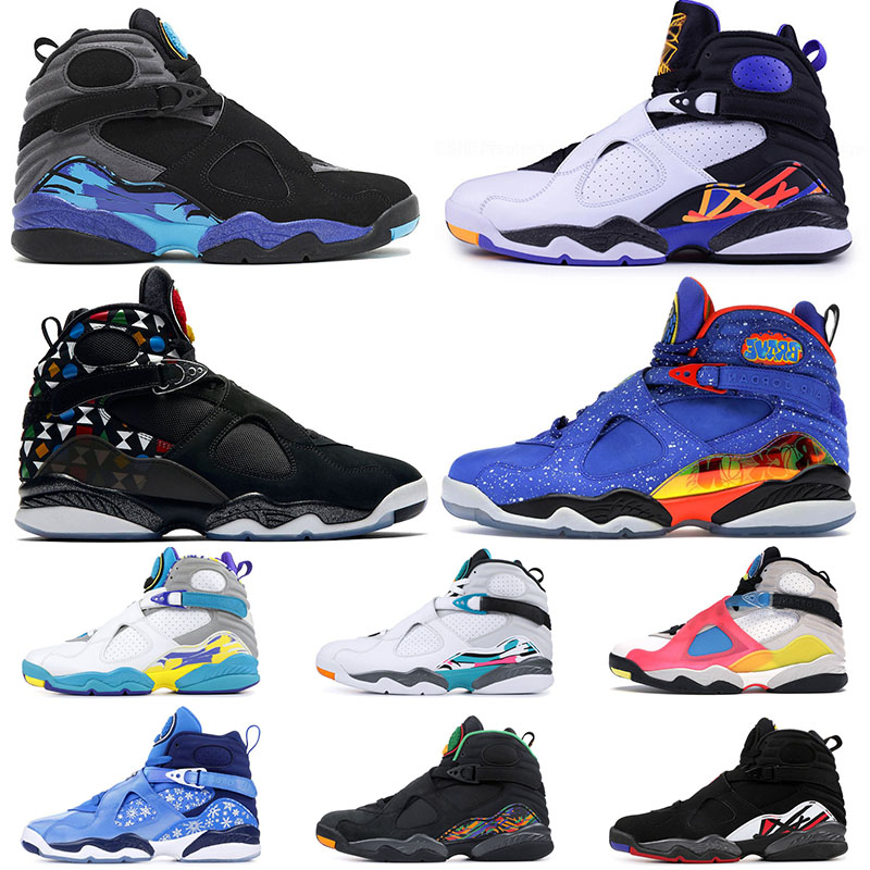 

2020 NEW Jumpman 8s SE White Multicolor Mens Basketball Shoes Aqua Black Doernbecher 8 Three Peat size 13 Sports Sneakers Trainers, A7 white aqua
