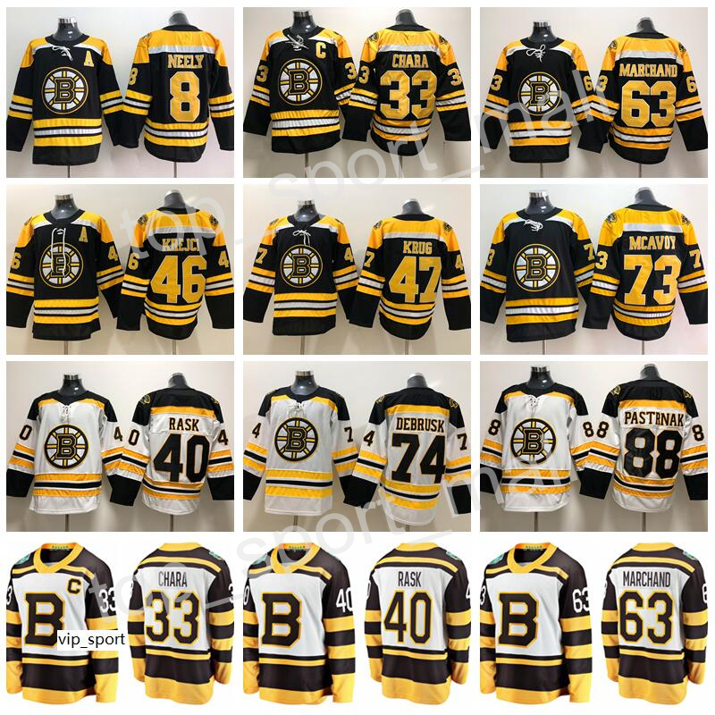 

Winter Classic Boston Bruins 33 Zdeno Chara Jersey Hockey Cam Neely Charlie McAvoy 88 David Pastrnak Tuukka Rask Krug Black White Men, Men black