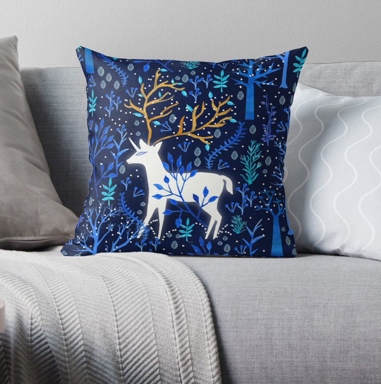 

Deericorn In Blue Pillow Covers Cases Pattern Nordic Cover Cushion Pillowcase Square Print Pillow Case, As pic