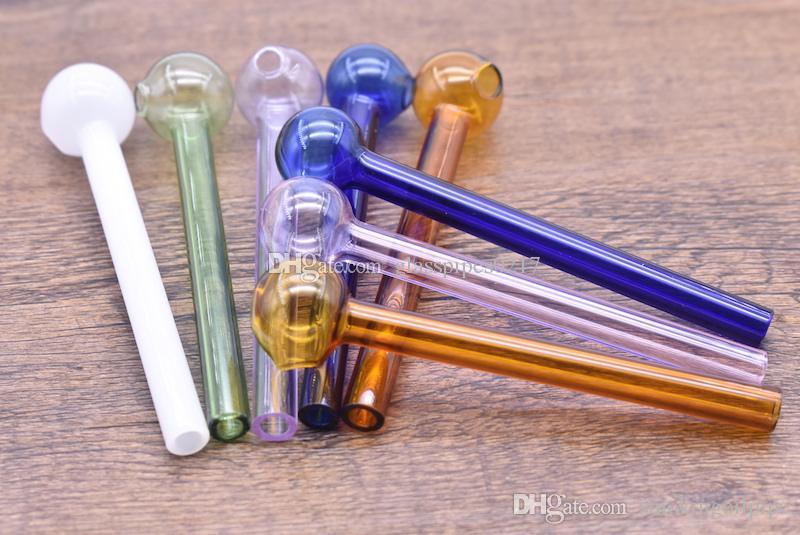 

Wholesale cheap glass oil burner pipes Colored Glass Water Pipe Bubbler Pyrex Oil Burner Glass Pipe 10cm 20mm ball Hand Tobacco pipe