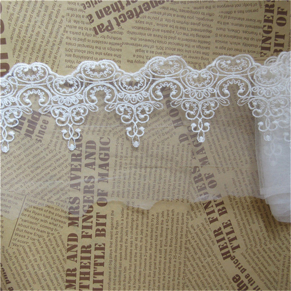 En Coton Noir Motif Floral Bordure En Dentelle Festonnée Brodée Ruban pour bricolage Robe