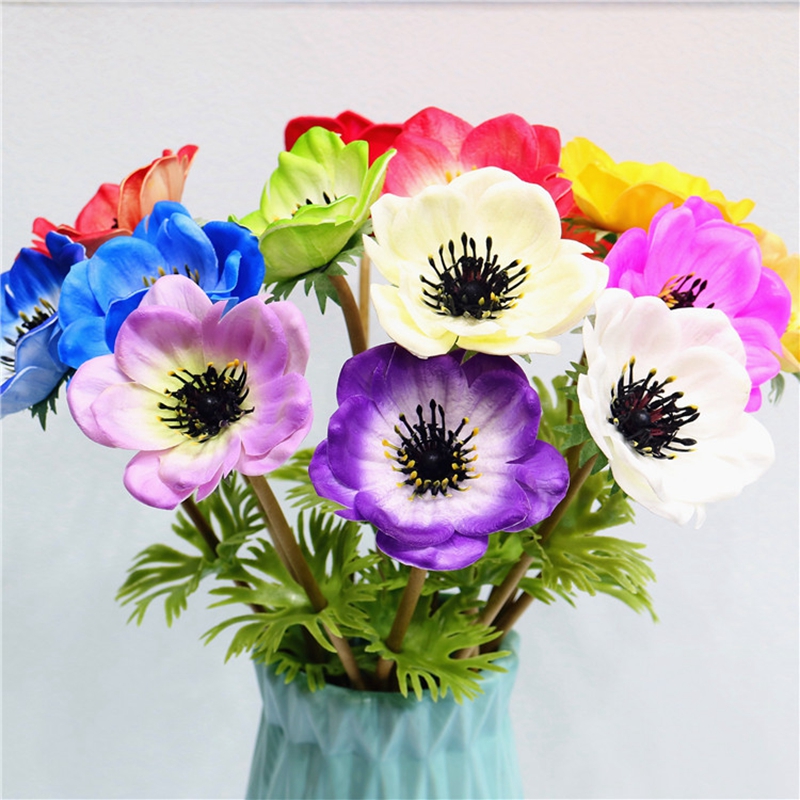 

Artificial Anomone Flowers Faux Poppy Flower For Easter Wedding Home Welcome decoration, White
