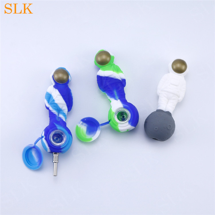 

wholesale glass oil burner pipe silicone pipe with 10mm Titanium nail Multifunction smoking accessories dab rig smoking pipe bong