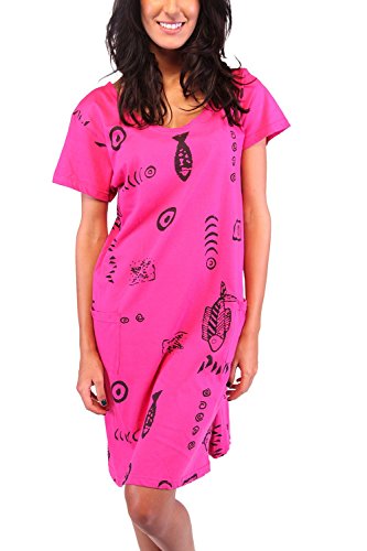 

Casual Dresses Ingear Beach Summer Shift Dress Short Cotton Tee Cover Up, Pink flower