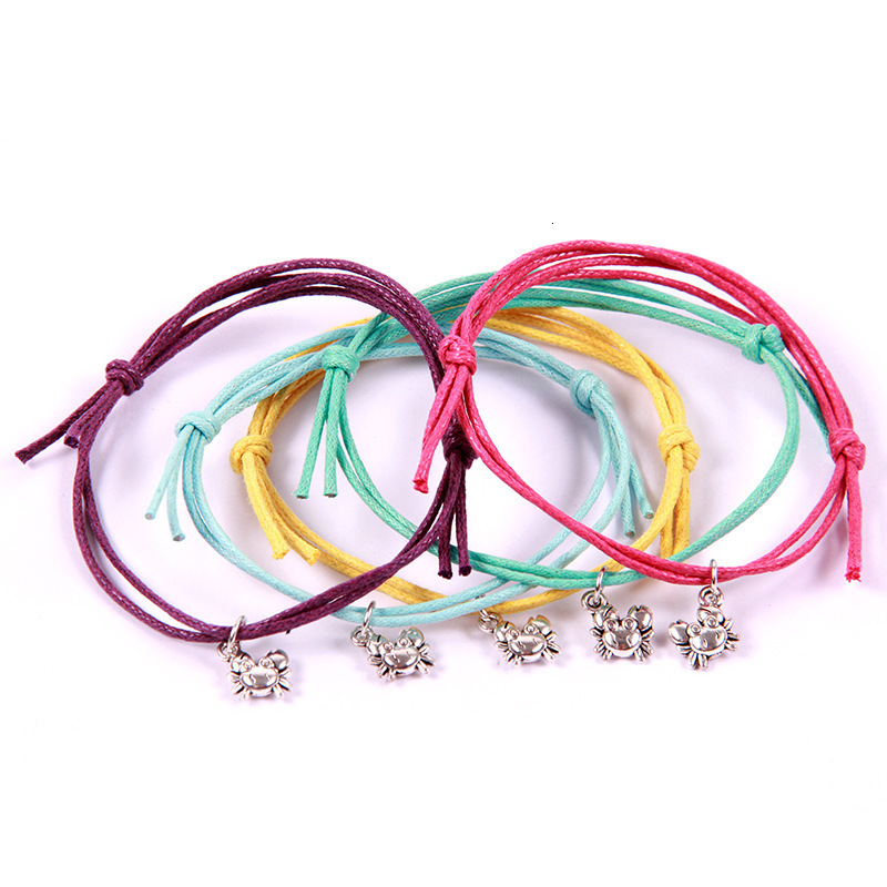 

Children Ornaments Gift Colorful Double-deck Wax String Weave Crab Pendeloque Cut Children Bracelet