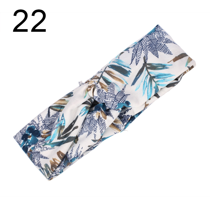 

Women Flower Headband Floral Print Elastic Turban Cross Knot Hair Band Hair Accessories HJL2020