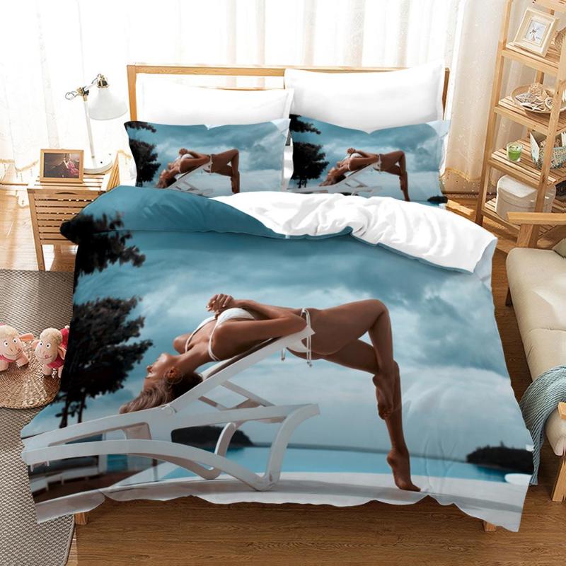 

Sexy Buttocks Girl Bikini Beach Bedding Set Bedroom Decor Microfiber Quilt Cover 1PC Duvet Cover Pillowcase Free Mask, Black