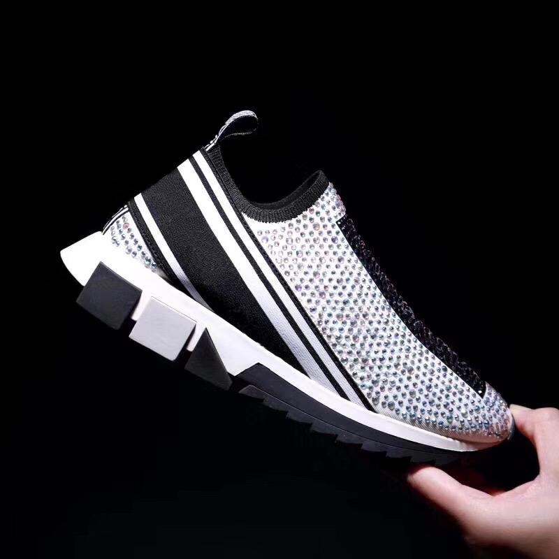 

2022 Mens Designer Sorrento Slip-On Shoes Diamond Sneakers Stretch Italy Brand Womens Luxurys Knit Sock Trainers Two-tone Rubber Micro Sole 35-45