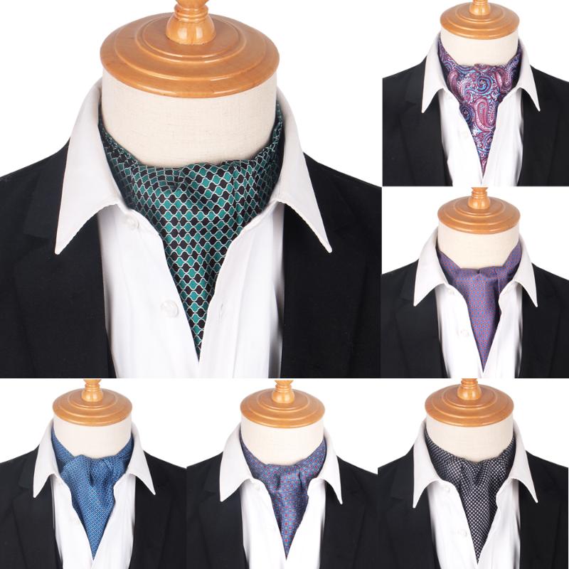 

New Print Paisley Men Cashew Tie Wedding Formal Cravat Ascot Scrunch Self British Gentleman Polyester Soft Neck Tie Luxury