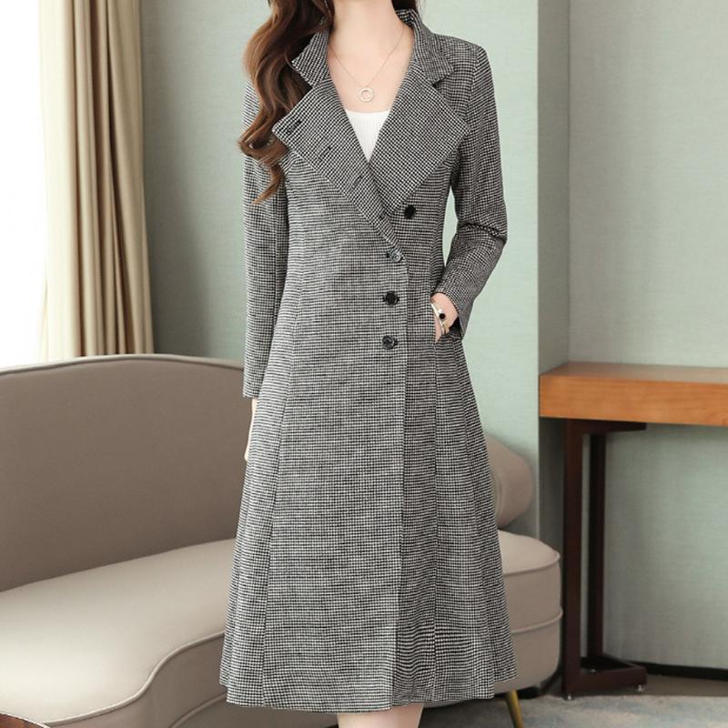 

2019 Winter New Fashion Slim Oversize Lapel Cashmere Wool Blend Belt Trench Coat Outwear Jacket Z1012, Navy