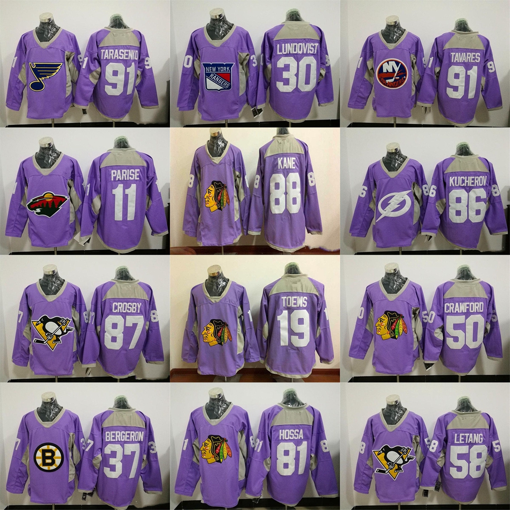 

Tampa Bay Lightning Chicago Blackhawks Jersey Nikita Kucherov Sidney Crosby Jonathan Toews Bobby Orr Purple Ice Hockey Jerseys Stitched, Black;red