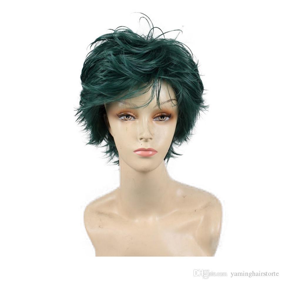 short dark green wig