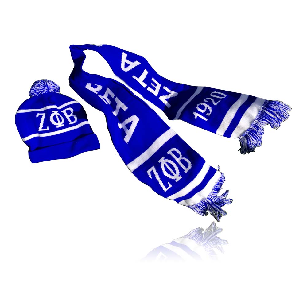

ZETA PHI BETA Sororit Hat Scarf Set of Hat And Scarf For Women Girl Warm Beanies ZPB For Girl Ring Pompoms Winter Hats