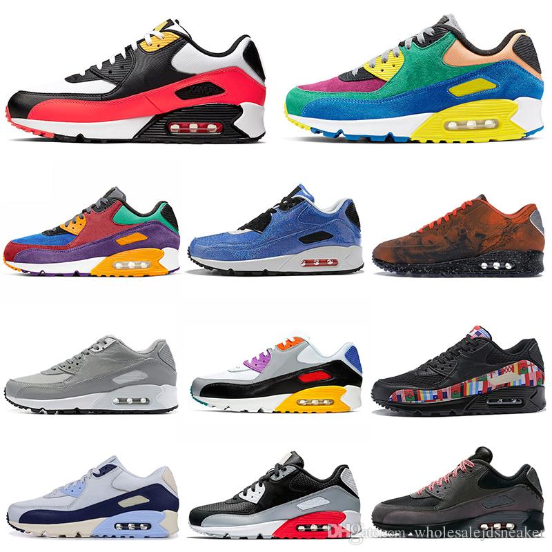 

Wholesale Fashion Men Sneakers Shoes Classic 90 Men and women Running Shoes Sports Trainer Cushion 90 Surface Breathable Sports Shoes
