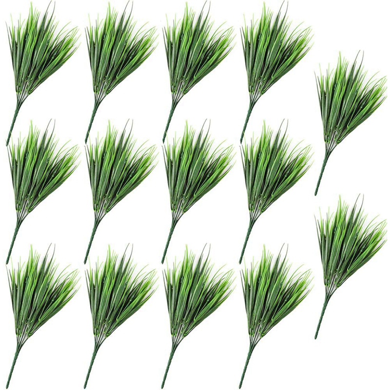 

14Pcs Artificial Plants Fake Plastic Greenery Shrub Bushes Plants Plastic Wheat Grass for Home Garden Decoration, Green