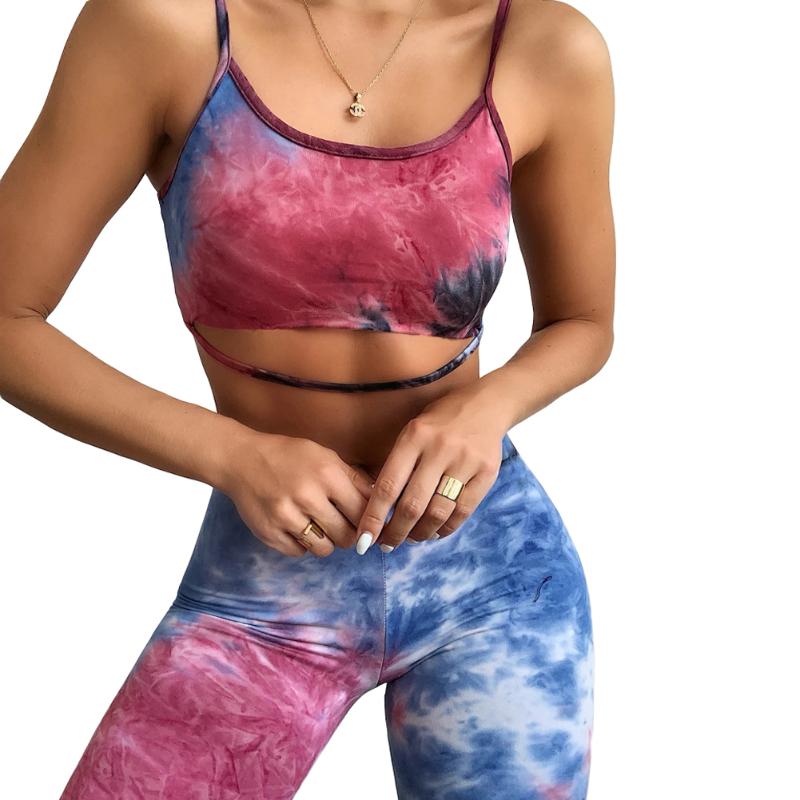 

Female 2-Piece Sport Set Low Chest Sling Crop Slim Top Shirt High Waist Elastic Band Short Patchwork Pants Set, Red