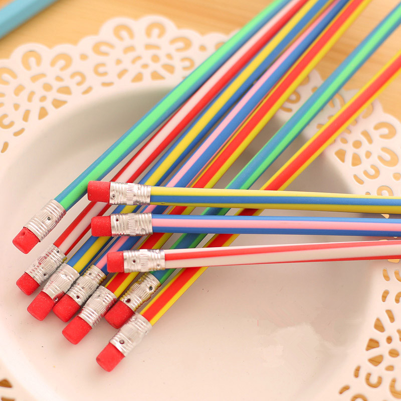 

60pcs/lot Lovely Colorful Magic Bendy Flexible Soft Pencil with Eraser Drawing Writing Pencil Stationery Supplies