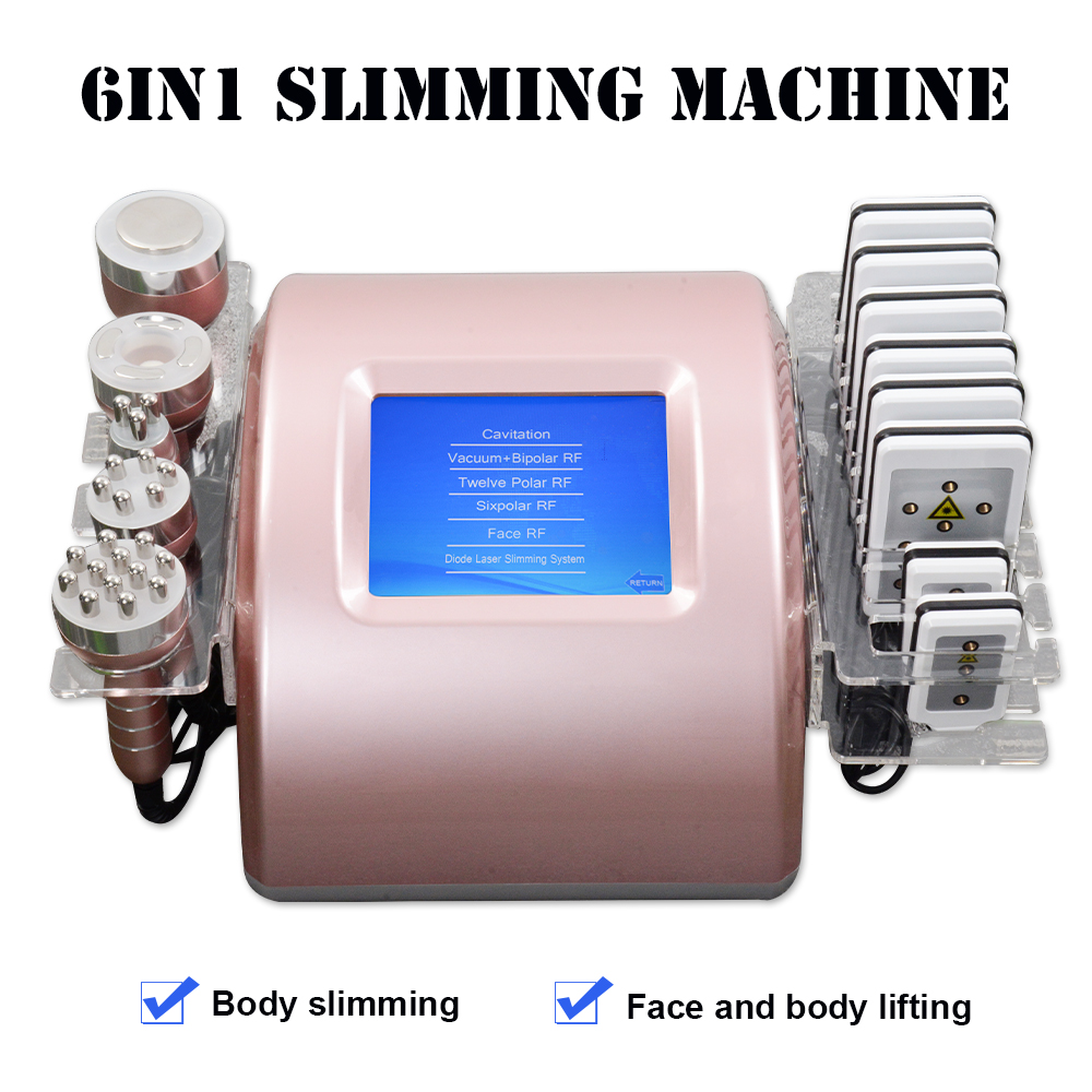 

Portable 6IN1 cavitation slimming equipment rf vacuum ultrasound diode lipo laser device lipolaser fat removal machine