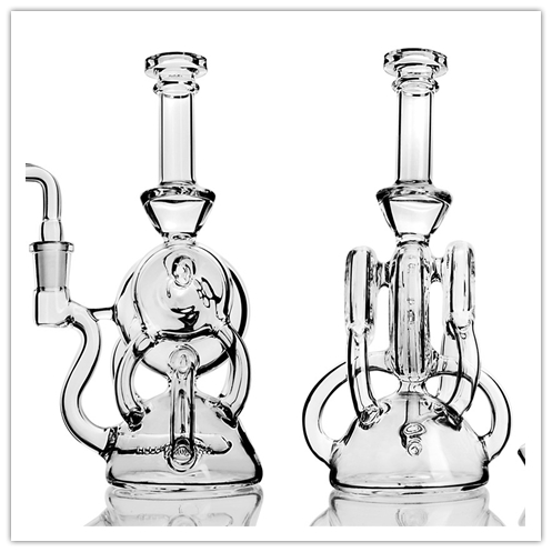 

Beaker Bong Glass Water Bongs Triple Disks Recycler Dab Rig Wholesale Water Pipe Hookah with 14mm Joint Banger