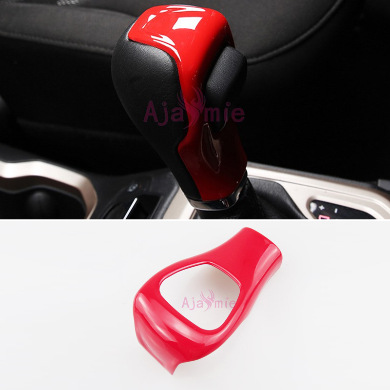 Pour Jeep Renegade accessoires 2016 2017 2018 porte avant poignée de main couverture intérieure rouge en Fiber de carbone changement de vitesse t