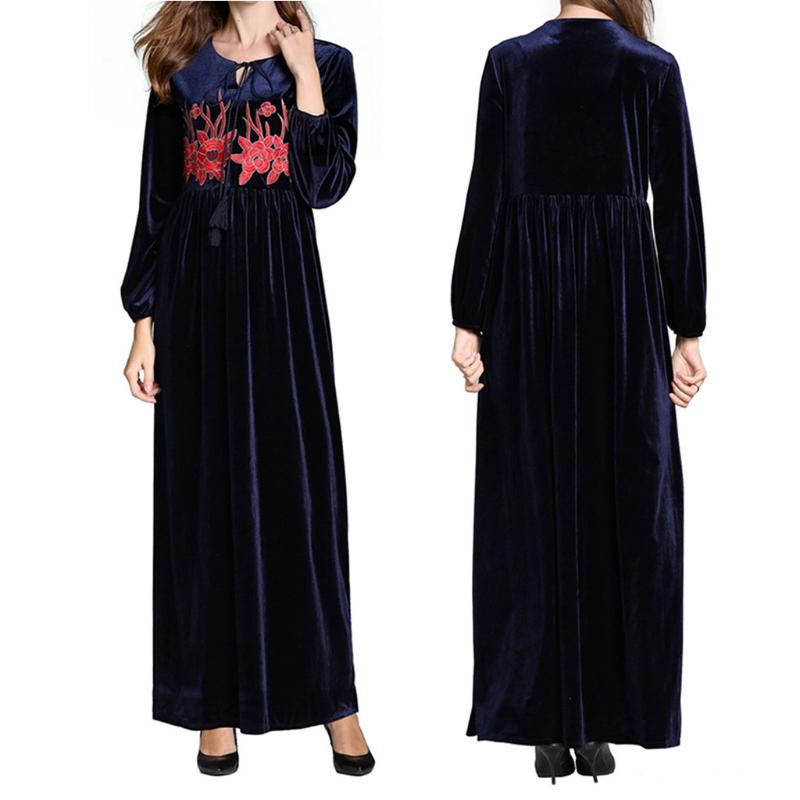 

Dubai Dress abaya jalabiya islamic women clothing Muslim Middle East Maxi Dress Trumpet Sleeve Abaya Long Robe Gowns Tunic Belt
