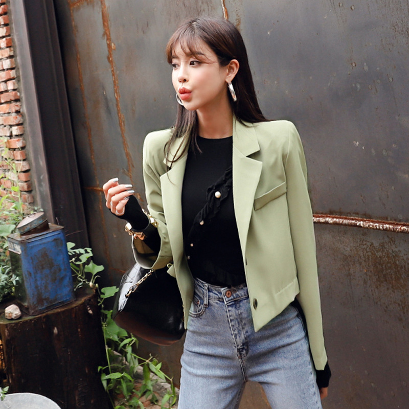 

Plus Size Long Sleeved Bleiser Mujer Casual Lovely Women Suits Solid Brief Office Coat Female Women Winter Autumn Fashion Coats, Army green