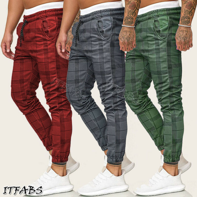 

New Fashion Men Casual Gym Long Sport Pants Slim Fit Trousers Running Joggers Gym Sweatpants, Green