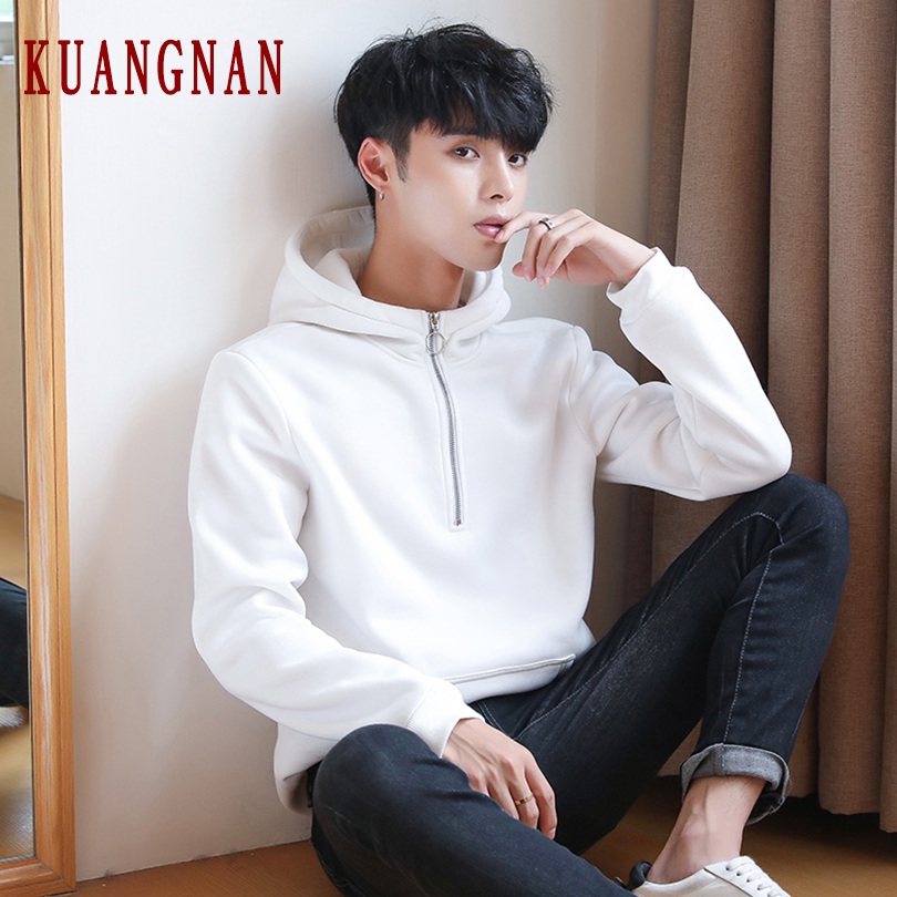 

KUANGNAN Solid Hoodie Men Japanese Streetwear Mens Hoodies Hip Hop Hoody Sweatshirt Men Hoodies Sweatshirts XXXL 2019 Autumn New, Black
