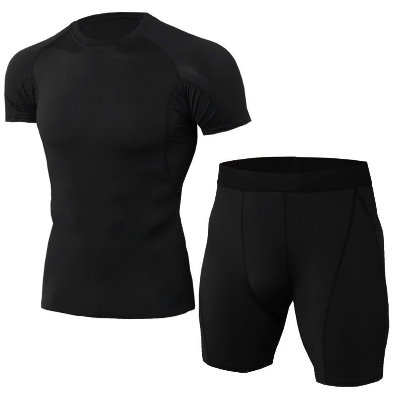 

Men's Sports Sets two-piece suit Yoga Sets Compression T-shirts shorts Trackandfield Gymwear jump jersey men suit workout cloth, 06
