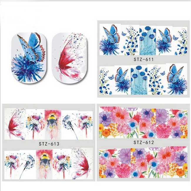

1Pack Butterfly Mixed Designs Full Water Transfer Stickers Nail Art Decal Sticker Nail Accessories Art, Style 2