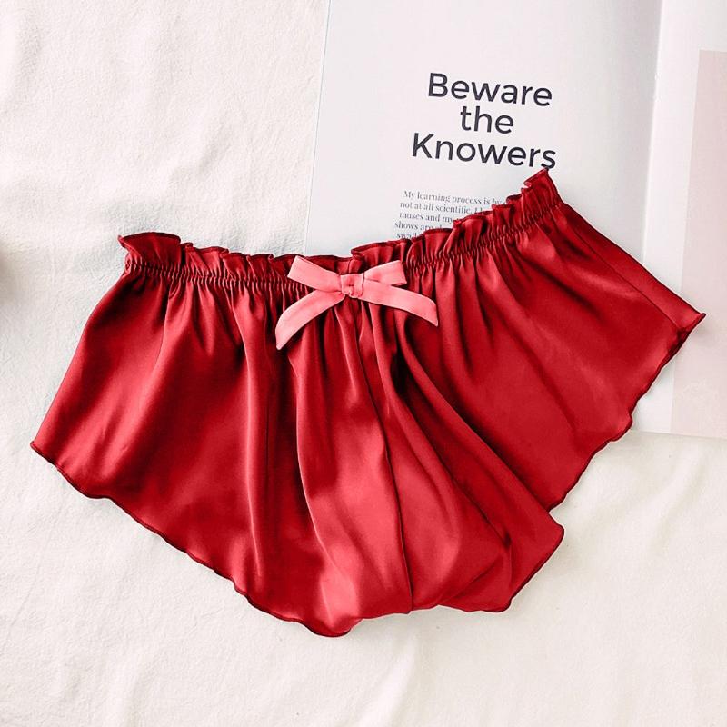 

Women Panties 2020 New Fashion Sexy Lingerie Solid Silk Satin Sexy Flowers Floral Lace Pajamas Underwear Women Shorts Lingerie, Green