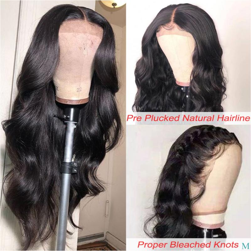 

13x6 Lace Front Human Hair Wigs Pre Plucked Body Wave Lace Frontal Wig With Baby Hair Remy 150 Density 360 wigs, As pic