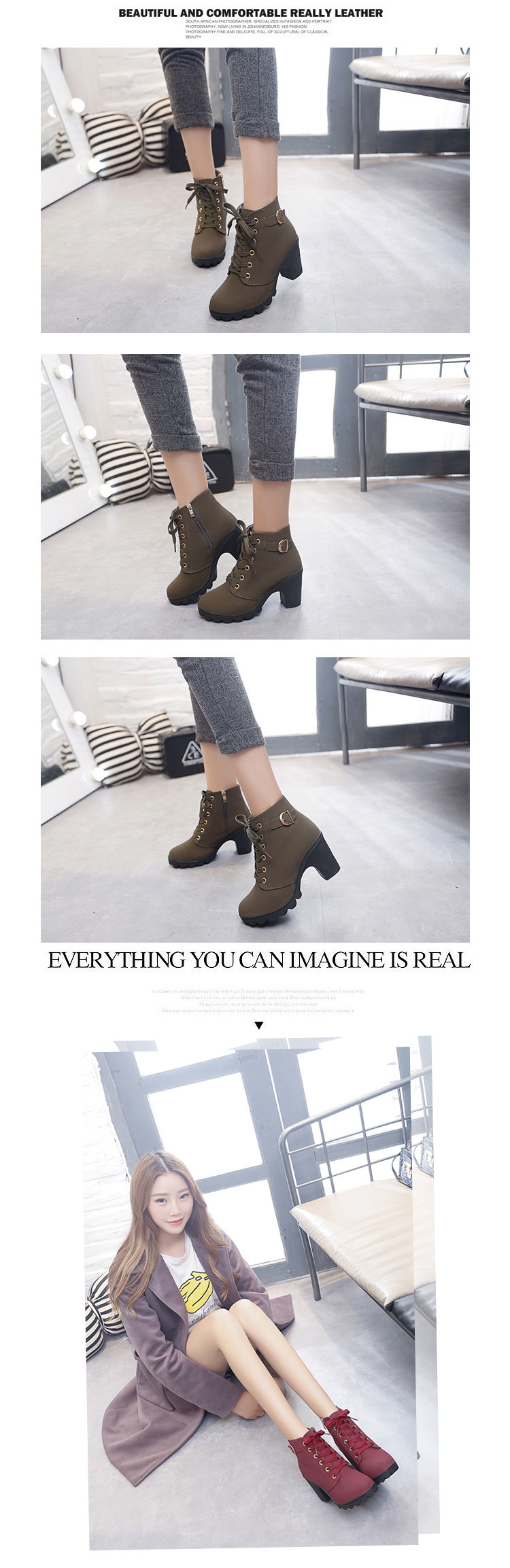 Dicke Size Heels Plus Stiefel Kurze High Von Herbst Stiefeletten Großhandel Damen Frauen Plattform Schnalle Ferse Schuhe Reißverschluss Schnüren MUzpSV