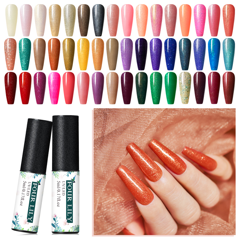 

Four Lily 5ml UV Gel Nail Polish Holographic Glitter Sequins Soak Off UV Gel Varnish Color Nail Polish DIY Art Lacquer, S06773