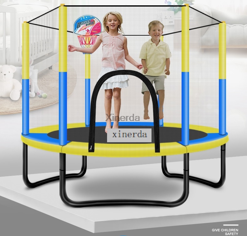 

60 inch Round Kids Mini Trampoline Enclosure Net Pad Rebounder Outdoor Exercise Home Toys Jumping Bed Max Load 150KG PP,Alloy