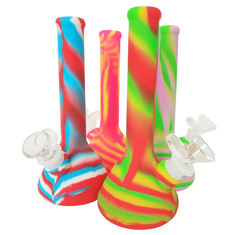 

Silicone Smoking Beaker Bong 7.5'' Unbreakable Triangle Silicon Rubber Water Pipes For Dry Herbs Tobacco Wax Concentrate Dabs