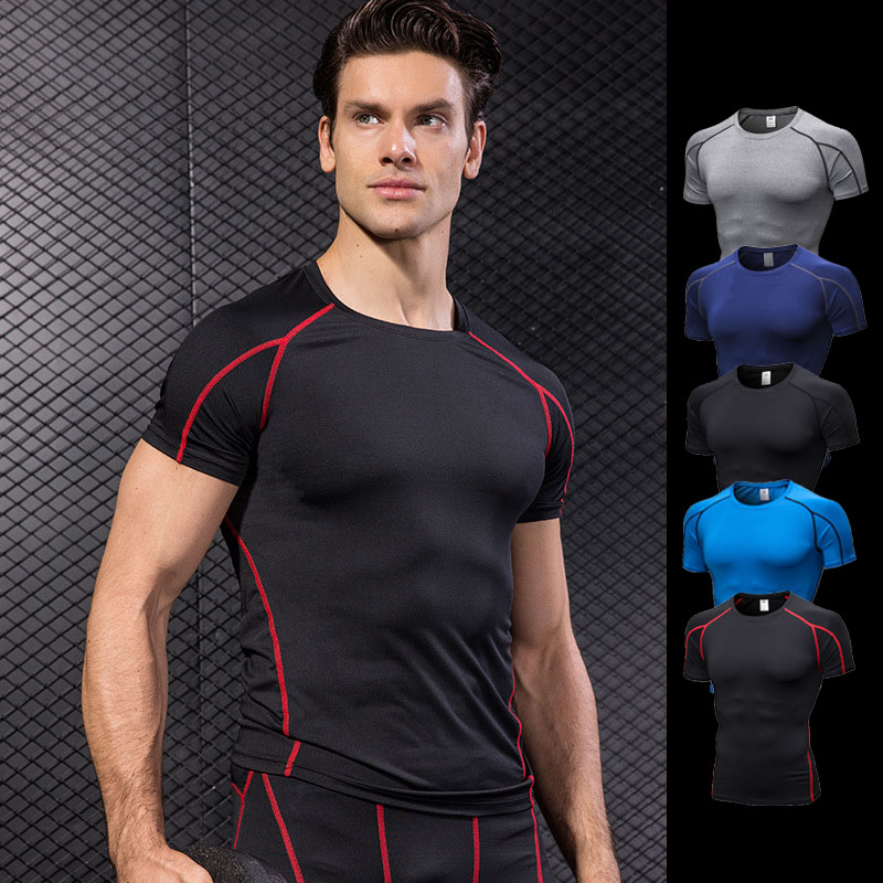 

WANAYOU Fast Drying Men's Short Sleeve Fitness T-shirt,Elastic Breathable Running Sports T-shirt,Stretch Gym Training Sports Top, Blue