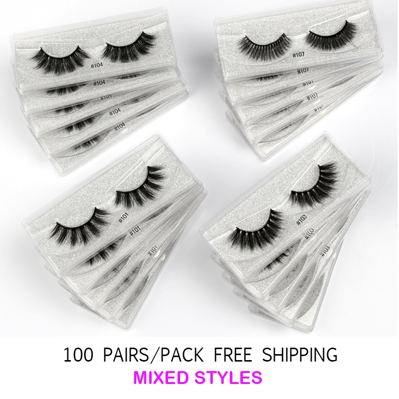 

Eyelashes Wholesale 20/30/50/100 Pairs 3D Mink Lashes Natural False Eyelashes Hand Made