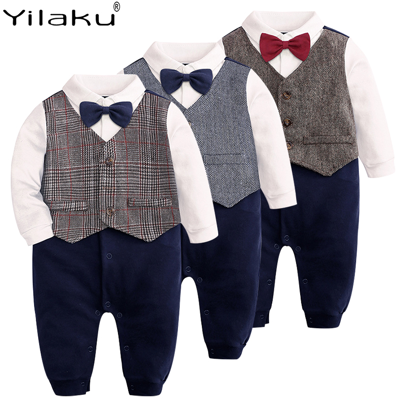 

Yilaku Baby Boy Clothes Jumpsuit Newborn Bodysuit Romper Toddler Baby Year-Old Dress Bow Tie Shirt Vest Kids Romper Outfit YY010, Lattice-
