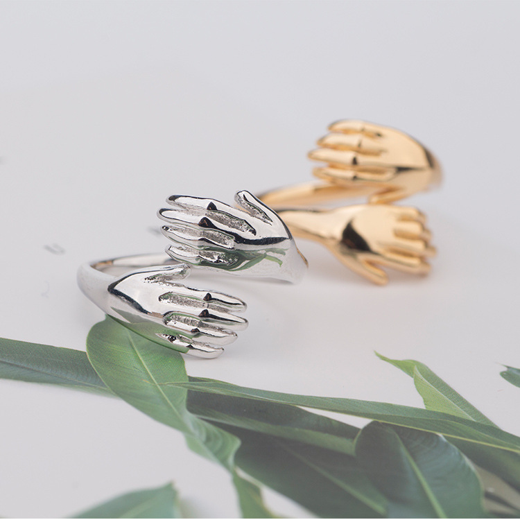 

Women Open Adjustable Hug Hand Claw Silver Ring Finger Ring for Women Men Jewelry
