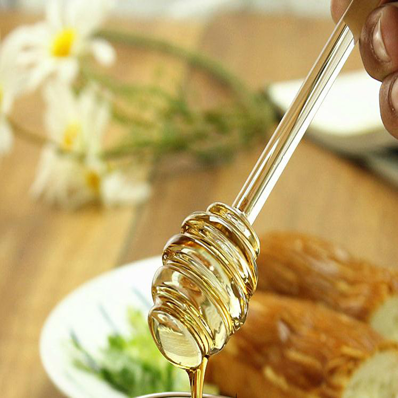 

100pcs a lot 15cm Clear Glass Stirrer Stirrers Honey Dipper Dippers Spoon Stick for Honey Jar Collect And Dispense Tool Tools