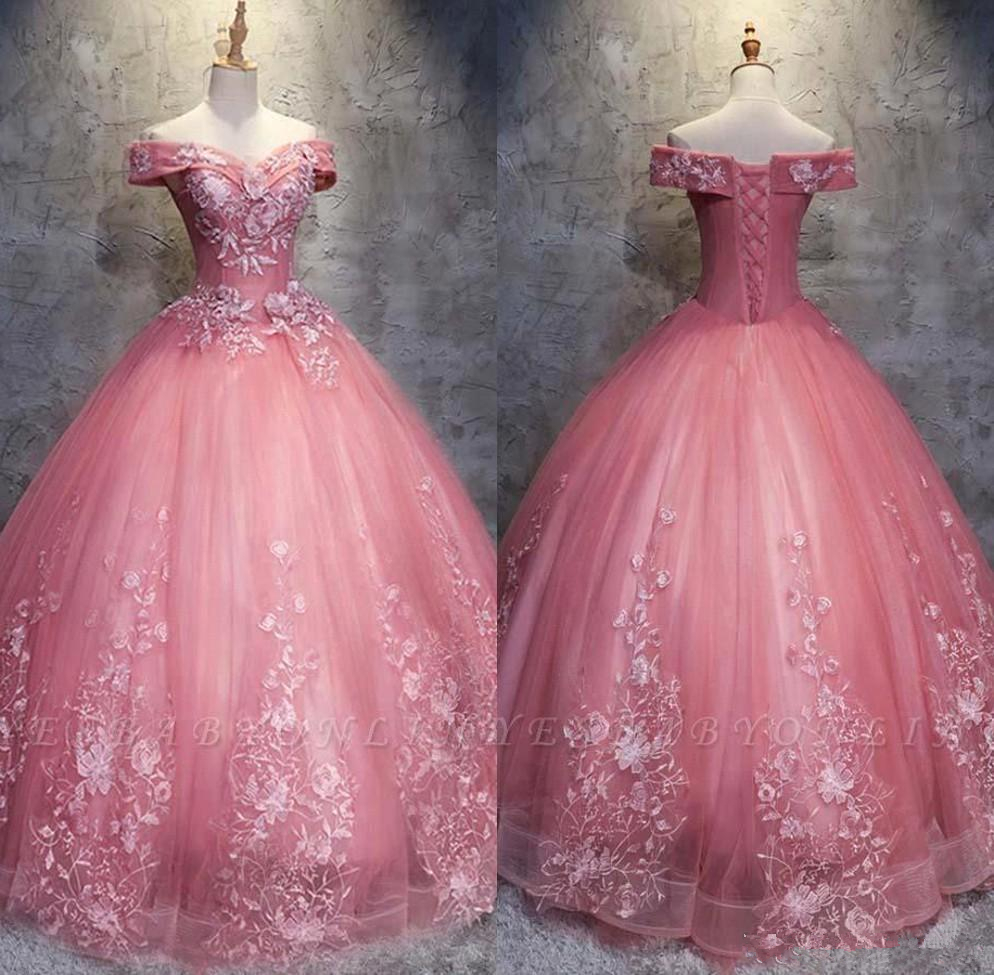 

2019 Elegant Pink Ball Gown Quinceanera Dresses Beaded Sweet 16 Year Lace-up Prom Party Evening Gown Vestidos De 15 Anos QC1393, Same as picture