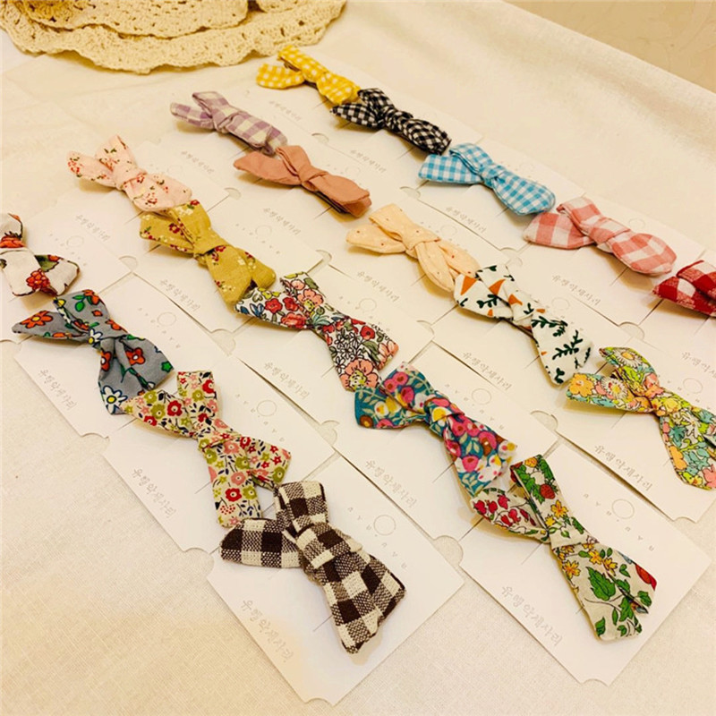 

Korean Plaid Hairpin Girl Baby Bow Handmade Fabric Hair Accessories, A2