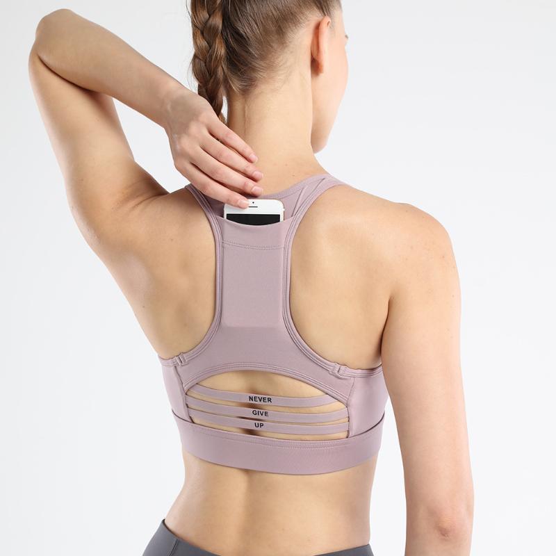 

Yoga Bra Sport Bras Vest Underwear Sport Yoga Back Pocket Running Fitness Bra Shockproof Gym Fitness Brassiere, Black