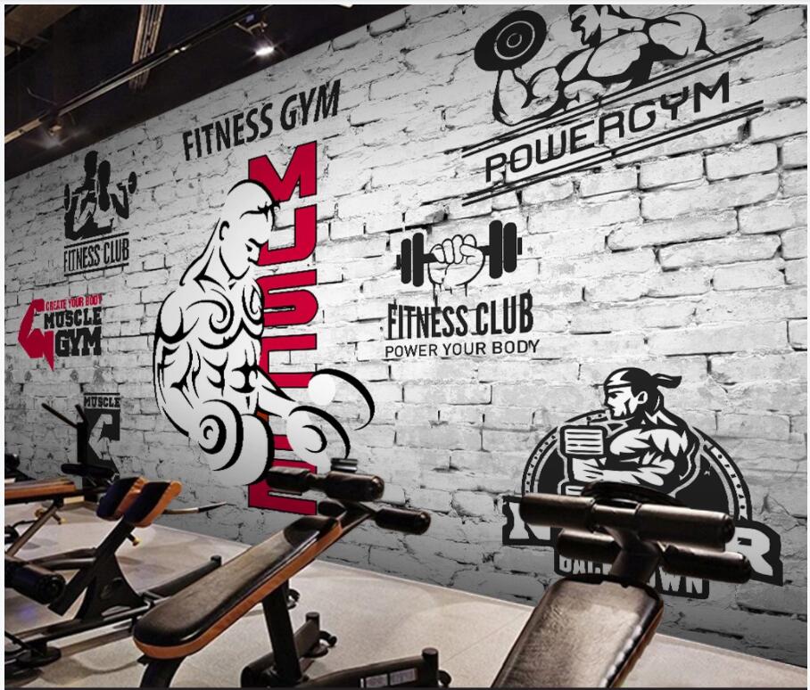 

WDBH 3d wallpaper custom photo Retro sports fitness club image brick wall living room home decor 3d wall murals wallpaper for walls 3 d, Non-woven