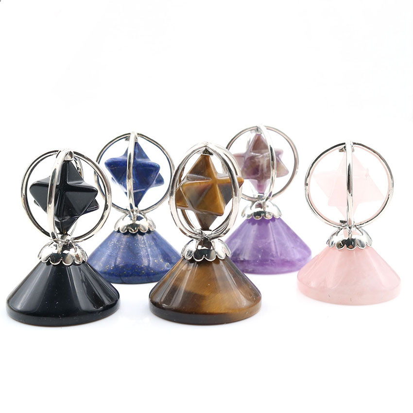 

5 Pcs Silver Plate Wire Wrap Star Point Lapis Lazuli Pendant Tiger Eye Stone Inspiration Jewelry