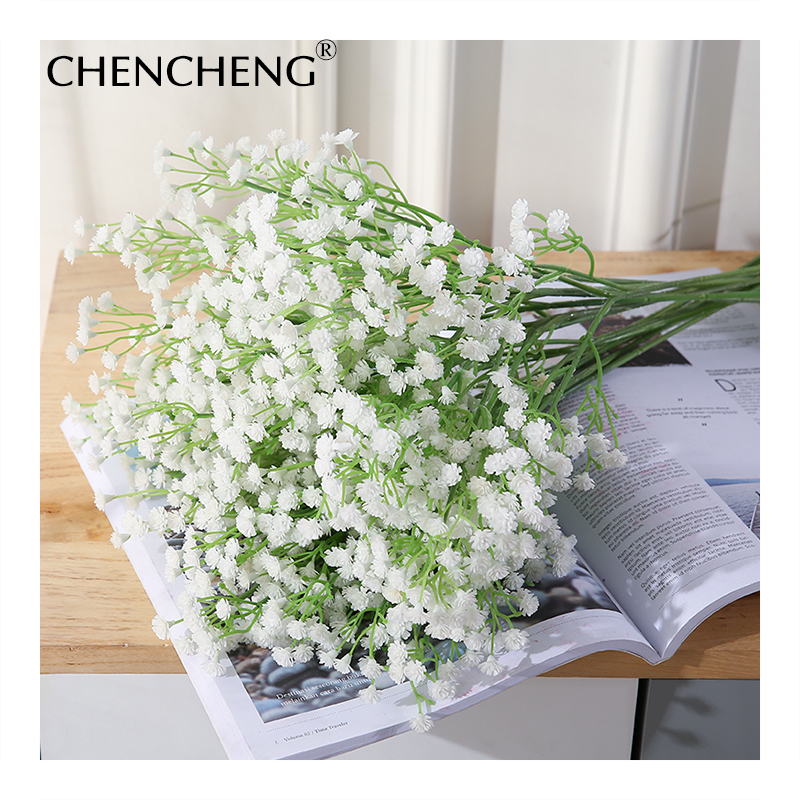

Wedding Fake Flowers Decoration Gypsophila paniculata flowers 52CM Length White Wedding Bouquet Artificial Babysbreath CHENCHENG, As picture