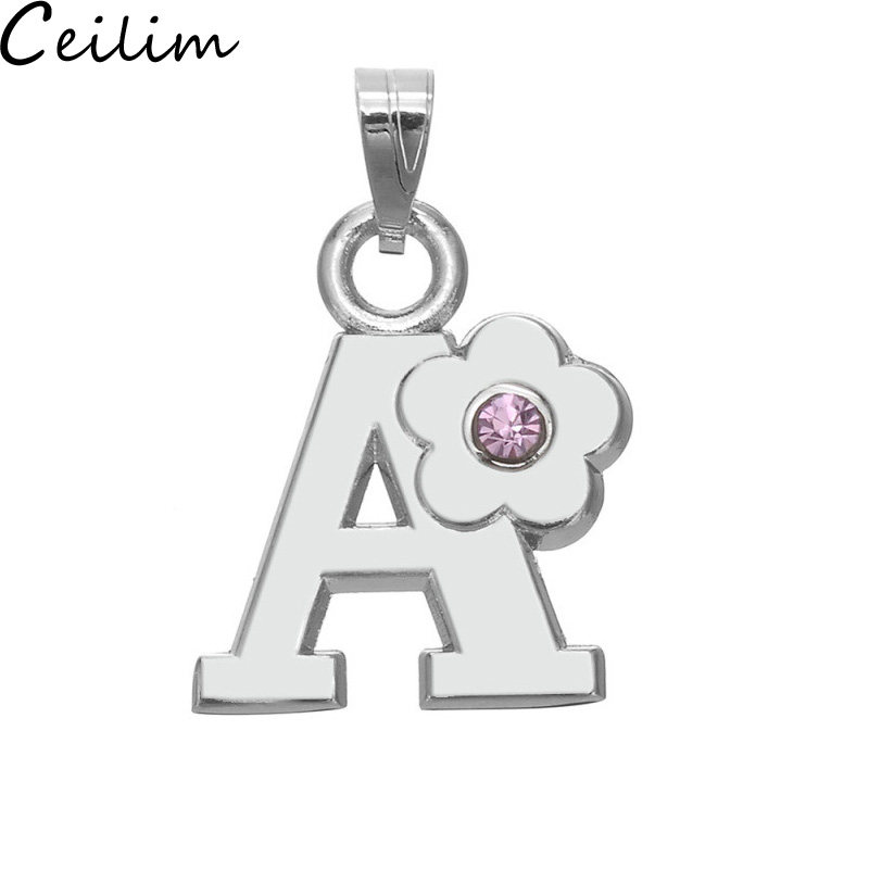 

Fashion Initial Letter Charms A-Z Metal Silver Plated Crystal Initial Charm Pendant For Bracelet DIY Making Jewelry
